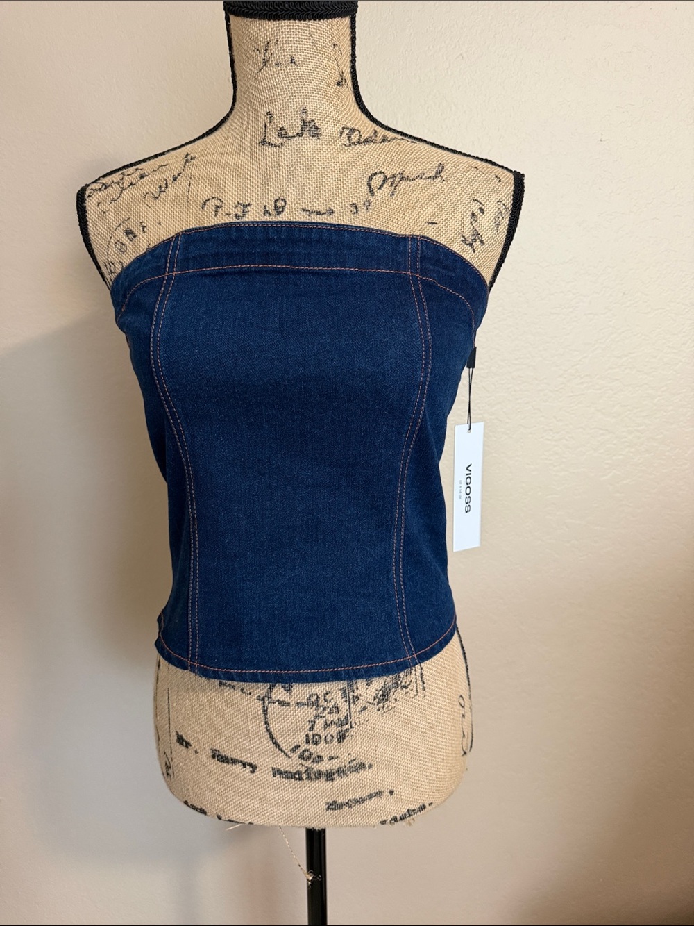 Vigoss Dark Blue Strapless Denim Tube Top